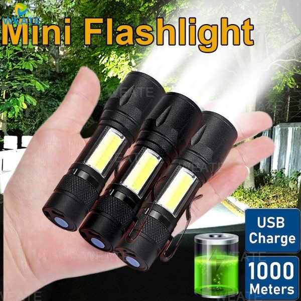 Indbygget Batteri XP-G Q5 Zoom Fokus Mini Led Lommelygte Lampe Lampe