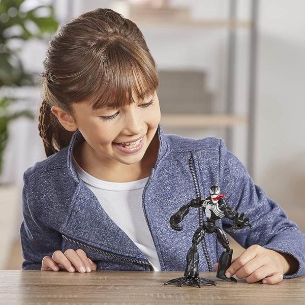 Venom Action Figur for Child 6-Inch Flexible Figur med Web Tillbehör Marvel Bend och Flex Venom Toy