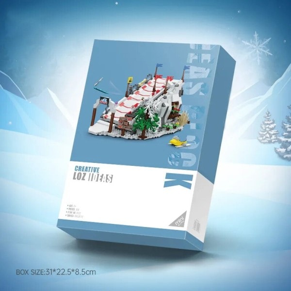 Kreativ Vinter Ski Resort Bygning Blokk MOC Små Partikkel Montering sett Venner Ski Park Puslespill Leker