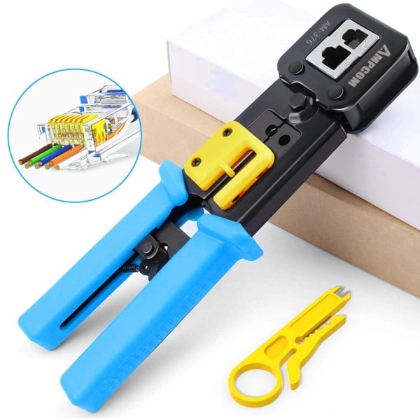 Crimp Verktøy Pass Through Cat5 Cat5e Cat6 Crimper Cutter Fripper