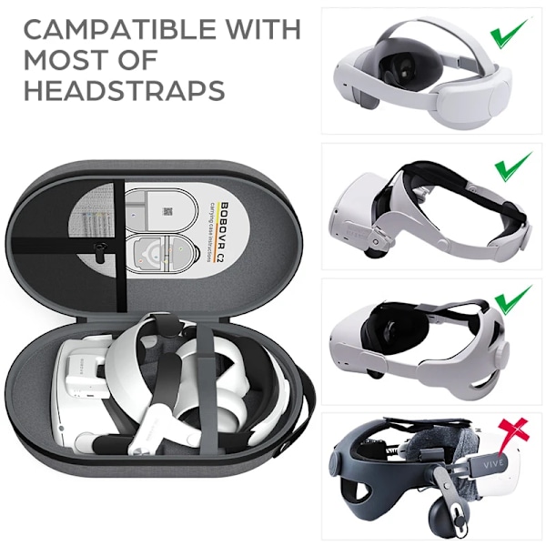 C2 Carrying Case Kompatibelt med Meta Quest 2 Kompatibelt med Pico 4 VR Hård Large Space Bag