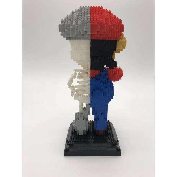 Super Bros Skelet Blok Bygning Anime Figurer Halvt Menneske Mikro Miniature Klodser Model Børne legetøj