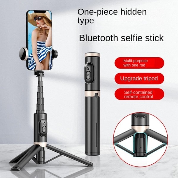 Selfie Stick Teleskop Stang Telefon Stativ Mobil Stativ Bluetooth Stativ Stativ med Fjernbetjening Kontrol Ring Lys