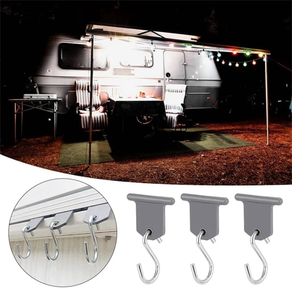 8 delar  S-formade Camping Tält krokar klämmor husbil tält hängare ljus galgar för husvagn camping upphängning tillbehör