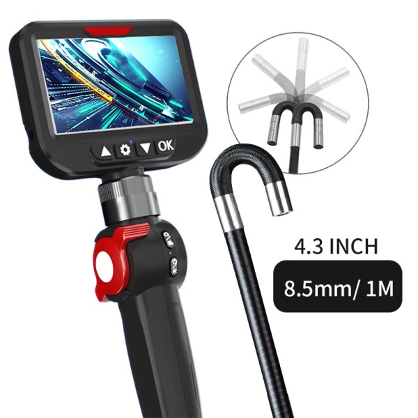 5.5MM/8.5MM 2.0MP 180 Degree Styring Industriell Borescope Endoscope Cars Inspeksjon Kamera Med 6 LED