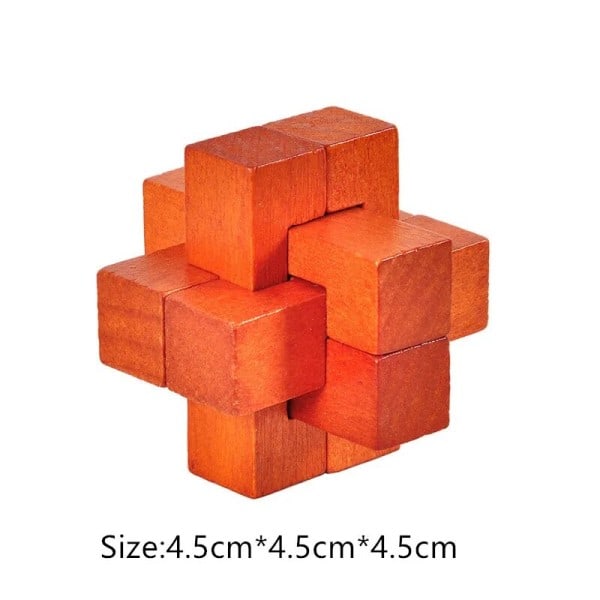 3D gåder Spil Kong Ming Lås Børn Voksen IQ Hjerner Teaser Uddannelsesmæssigt Træ Lås op legetøj