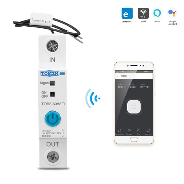 Enkelt Phase WIFI Smart Energi Måler Kwh Måling Overvågning Kretsløb Afbryder Timer Relæ