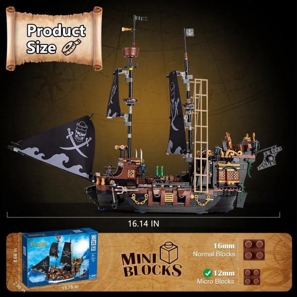 Black Pirates Skep DIY Äventyr Pärla Båt Ö Storm Fartyg Flaggskepp Filmer Mini Klossar Byggnad Klossar Modell Leksak