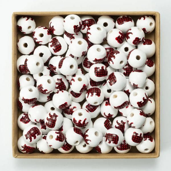 20 stykker Rød Trykt Jule Træ Elg Træ perler Gør-det-selv ...