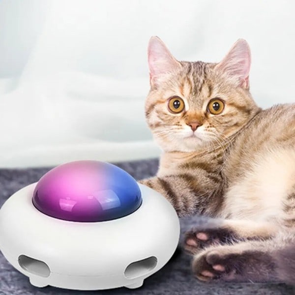 Husdjur Svängskiva Fångande Träning Leksaker USB Laddning Katt Teaser Utbytbar Fjäder Interaktiv Auto Katt Toy Smart Teaser