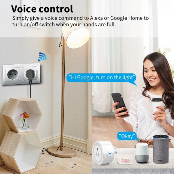 Smart Plug Mini US Power Outlet Socket 4400W Med Power Monitor Fjernbetjening Kontrol Kompatibel