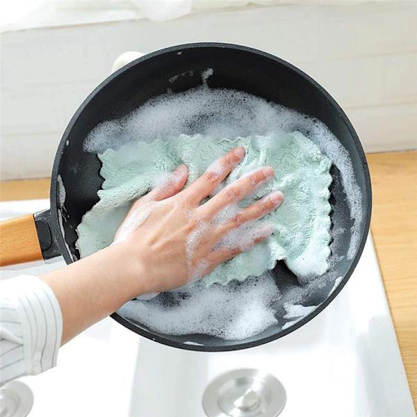 10 bitar Kök Tuka Disk Handdukar Super Absorberande Coral Samet Diskhanddukar Nonstick Olje Tvättbar