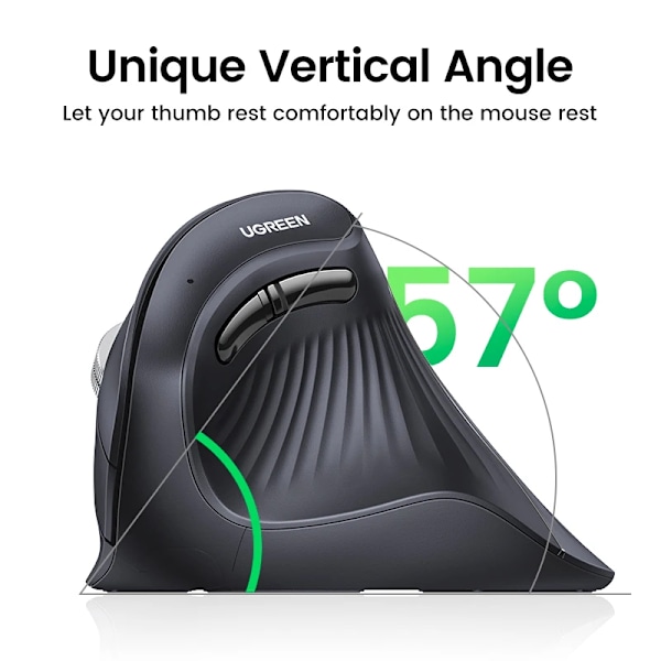 Vertikal Mus Trådløs Bluetooth5.0 2.4G Ergonomisk 4000DPI 6 Mute knapper