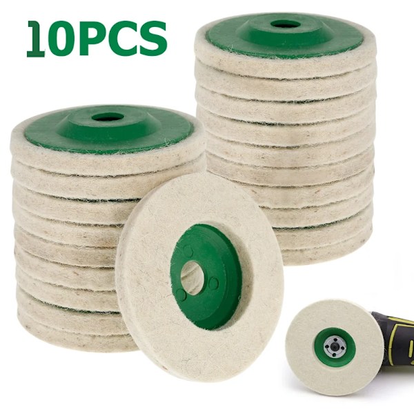 10 bitar Ull Polering Hjul Buffning Buddar Vinkel Slip Hjul Filt Polering Bud Disc Tillbehör För Metal Marmor Glas Keramik