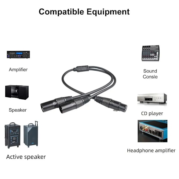 50cm XLR jakaja kaapeli naaras kaksois uros Y-jakaja 3nasta tasapainotettu linja folio punottu suojattu