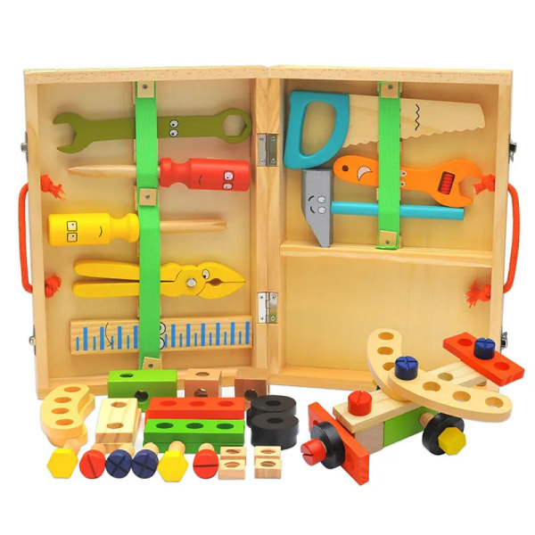 Koulutus Montessori Lapset lelut Puinen Toolbox Pretend Play setti