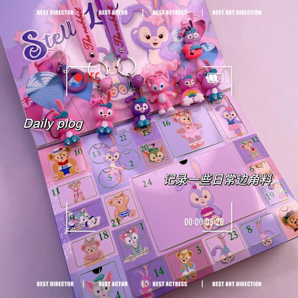 24 bitar Jul Slumpmässiga Anime Figurer Hello Kitty Nyckelring Ring Barrett Advent Kalender