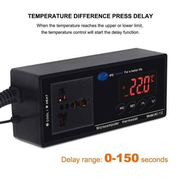 Digital Vanntett Temperatur Kontroller Mikrodatamaskin Termostat
