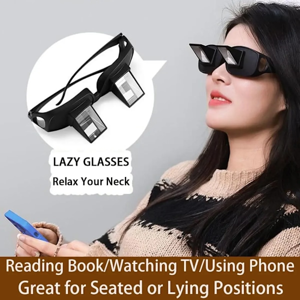 Lata glasögon Lata läsande glasögon Prismatiska Periscope Horisontella glasögon Liggande Ned Säng Läser Titta på HD läsare glasögon