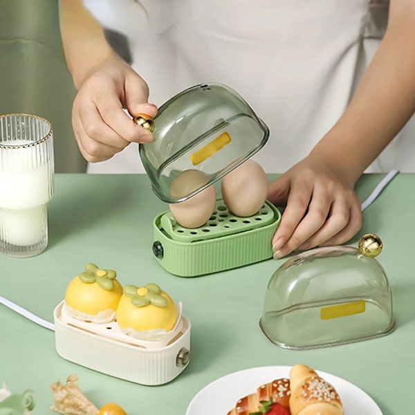 220V El Ägg Panna Poacher Automatisk Strömav Mini Frukost Maskin Ägg kokare 2 Ägg Bärbar Mat Steamer