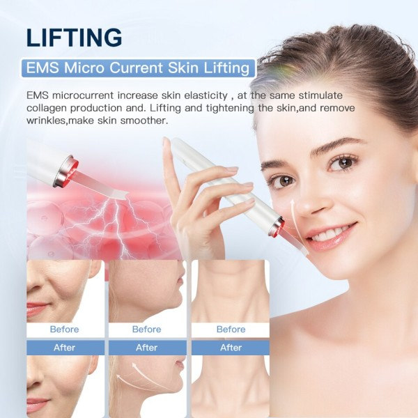 Ultralyd Skin Scrubber IXP5 Vanntett Lav støy Lys terapi EMS Face Lifting Face Cleaner