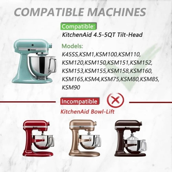 Flex-Edge Paddle Attachment til Kitchenaid 4.5-5 QT Tilt-Head Stand Blander Erstatning Silicone Pisker Skål Skraber Kling