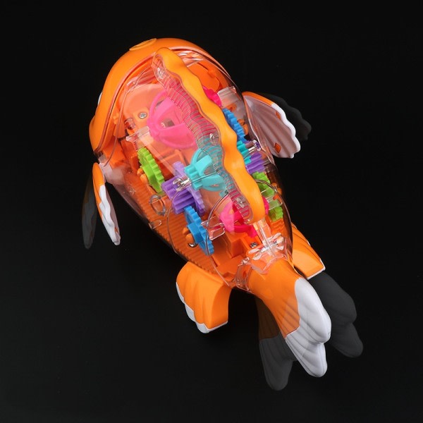 Tegneserie Elektrisk Transparent Gear Klovnefisk Robot LED Musikk Vandring Pedagogisk Morsom Interaktivt Leketøy