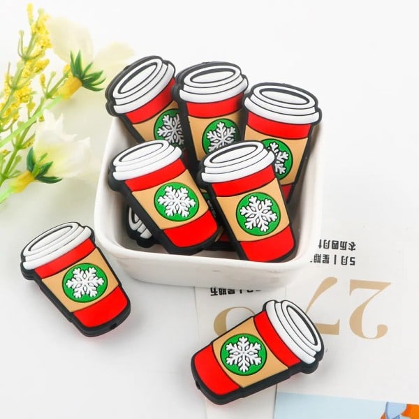 10 stykker nye honningkager citron hjerte silikone perler jul til smykker fremstilling diy nøglering