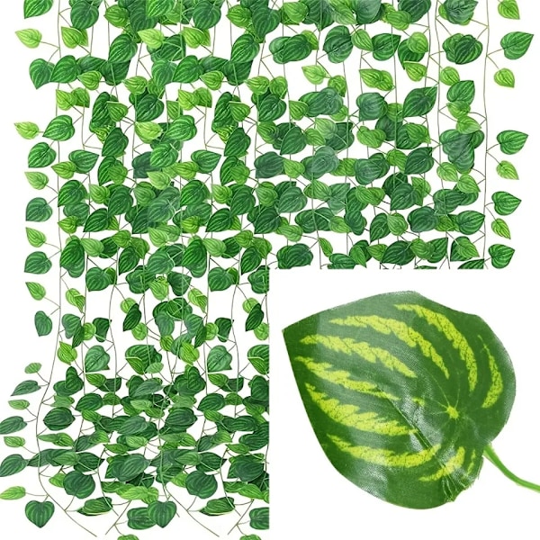 Bästa kvalitet 11M Konstgjord Växt Grön Ivy Löv Girland Fask Växt Creeper Hängande Vine Utomhus Gör-det-själv Trädgård Vägg Bröllop Fest Hem Inredning
