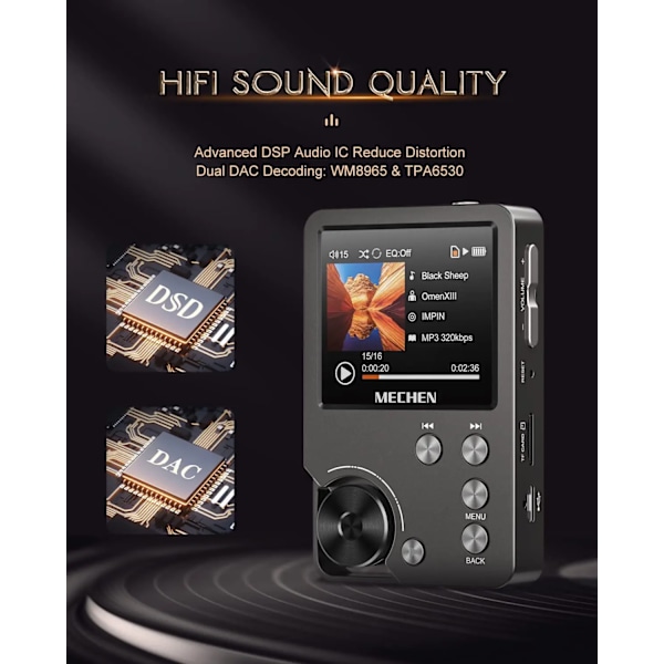 Kannettava Hi-Fi digitaalinen ääni musiikki soitin 64GB muisti kortilla