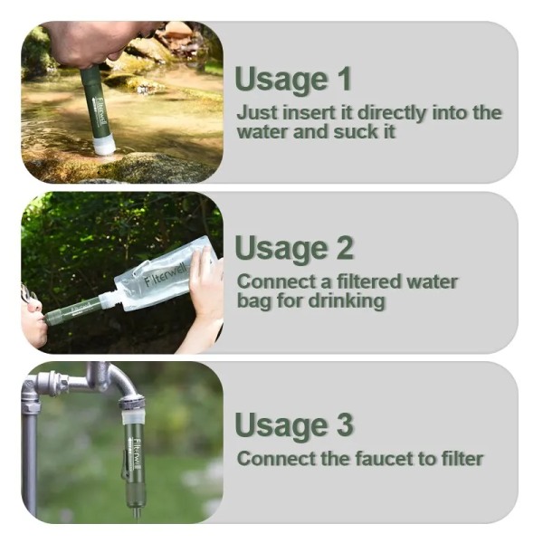 Överlevnad vatten renare överlevnad vatten filter överlevnad vatten renare nödläge utomhus vatten filter halm