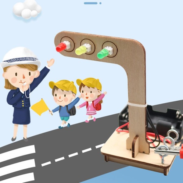 Mini Lapset Tiede kokeilu lapsille pojille tee-se-itse lelut puinen liikenne valo ledi opiskelija oppimis koulutus lelut