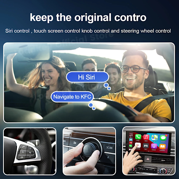 5 2air Wireless CarPlay Android Auto Wireless Box 2in 1 Adapter 2-Channel Work Waze Spotify 5.8Ghz WiFi BT5.0 Siri GPS