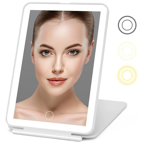 Bärbar Vanity Lampa Vikbar Kosmetik Speglar Lighted Touch Screen Makeup Spegel Med LED Lampa Usb Laddningsbar Vikbar Design