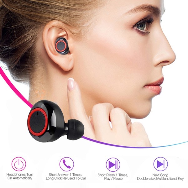 Trådlösa Bluetooth hörlurar Hifi stereo brusreducerande öronsnäckor In-ear touch headset