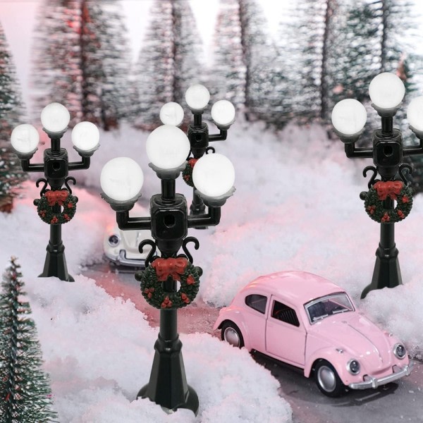 Miniatyyri joulu katu lamppu pylväs puisto penkki mini katu valo