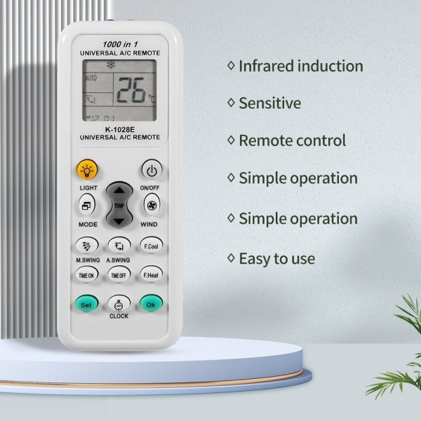 1000 in 1 Universal Fjernbetjening Kontrol K 1028E AC Digital LCD til Air Conditioner
