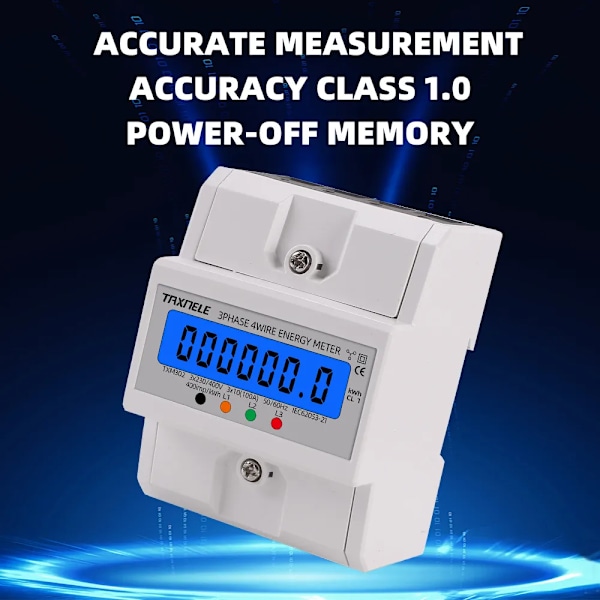 Din Skinne 380V 3 Phase 4 Wire Elektronisk Watt Strøm Forbruk Energi Meter Wattmeter