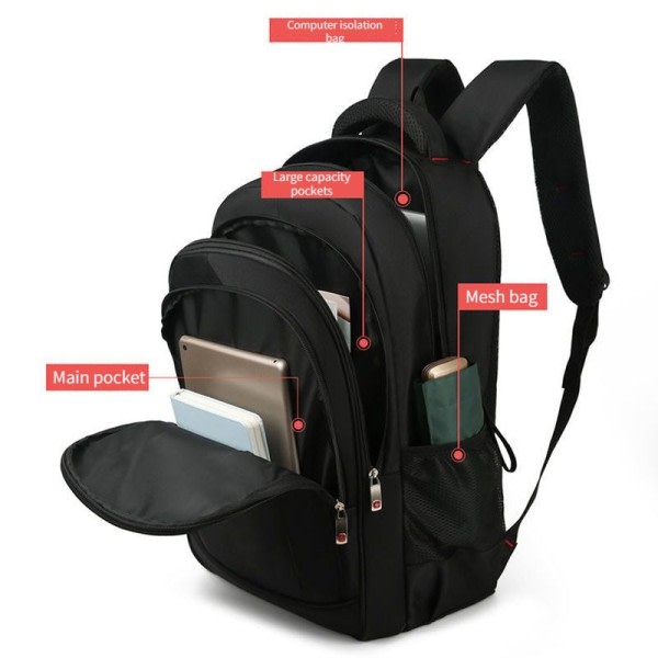 Män's Large Capacity Ryggsäck USB Laddning Bärbar dator Ryggsäck