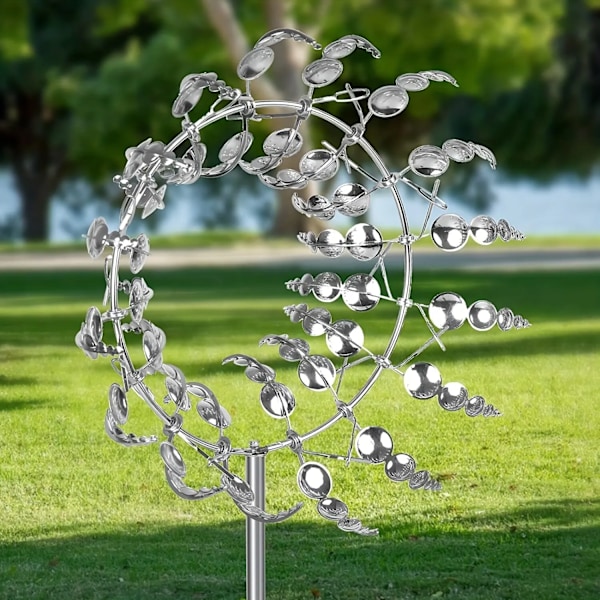 Magisk Kinetic Metal Väderkvarn Spinner Unik Vind drivna Fångare Kreativ Utplats