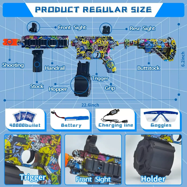 M416 vand bombe blaster pistol elektrisk graffiti luft riffel våben paintball legetøj