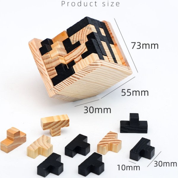 3D Cube Puzzle Luban Interlocking Creative Educational Tre Toy Brain IQ Mind Early Learning Game