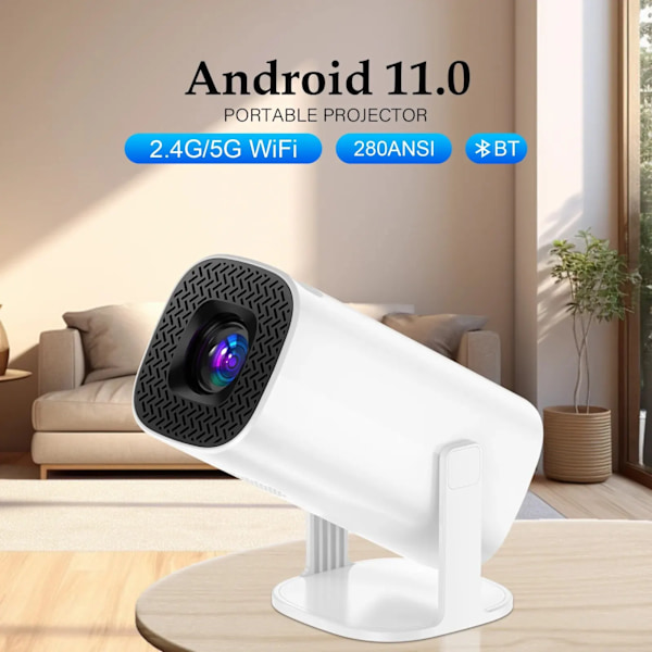 Android 11 Projektor med WiFi 6 og Bluetooth Smart Mini Portable Projector