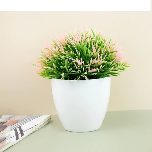 Kunstige planter potte grønne bonsai små træer græs planter potte pynt falske blomster