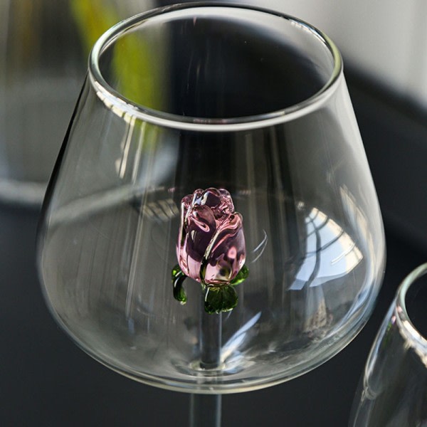 Creative 3D Rosa Glas Ros Inbyggd Rött Vit Vin Glasögon Kopp Stemware Bägare Champagne Flöjt