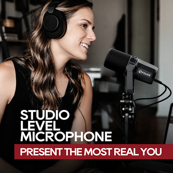 Dynamisk mikrofon med indbygget headset output & lydisolering til podcasts spil live broadcast
