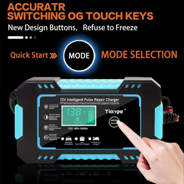 6A Fuld Automatisk Bil Batteri Oplader Foxsur Batteri Opladning Lifepo4 Batteri 12V  Digital Skærm