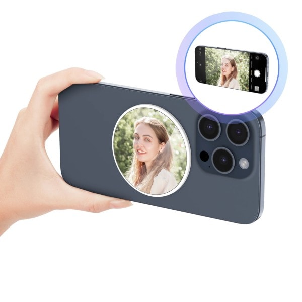Big Size Magnetic Selfie Mirror for iPhone 15 14 13 12 Pro Max Magsafe Case Phone Selfies Viewfinding -Φ2.2"/56mm