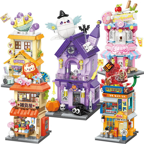 Halloween Escape Room Bygning Blokker Creative City Gate View Candy Hus Assembly Modell Klosser
