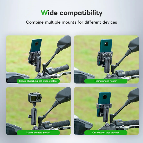 Aluminium Stöldskydd Dubbel Socket Arm För RAM fästen 25mm Kula & Cykel Motorcykel Telefon fäste